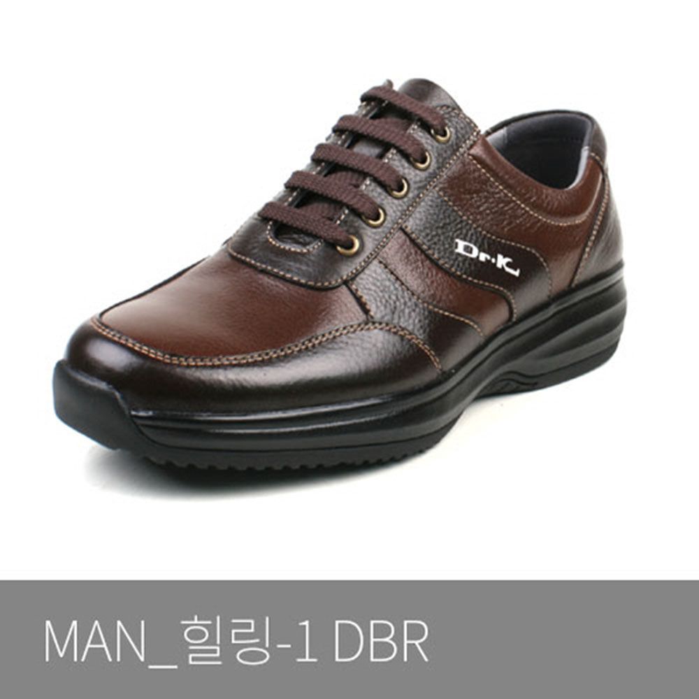 [Dr.K] Men's Walking Shoes Comfort Sneakers Healing1 Dark Brown-Leather Fashion Sneakers with Arch Support, Walking Shoes for Foot and Heel Pain Relief-Made in Korea